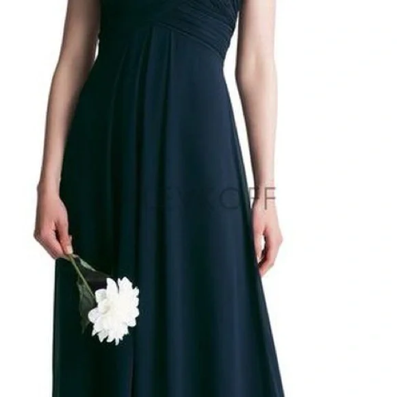 Bill Levkoff 7001 Navy Bridesmaid Dress Size 10 - Picture 5 of 7